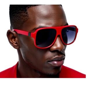 Sunglasses Red Frame Black Lens UV Sun Protect Fashion Sun Glasses Sports Beach